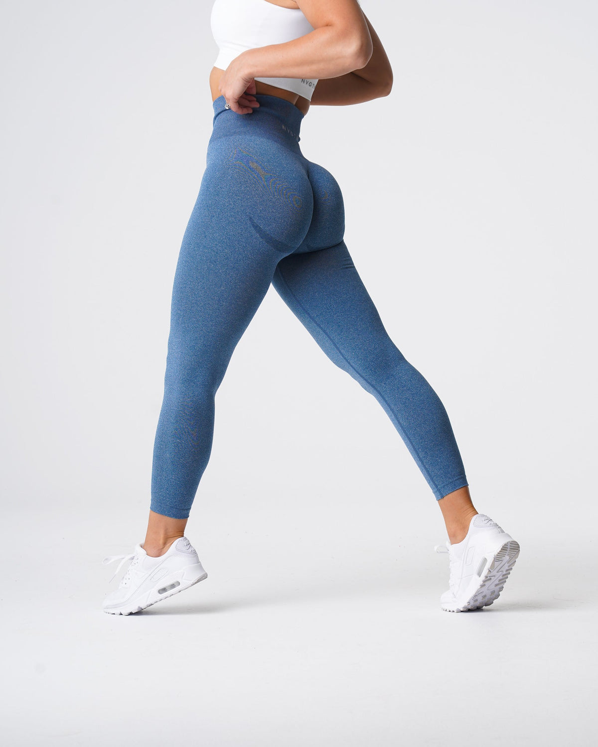 Women Slate Blue Curve Seamless Leggings - NVGTN