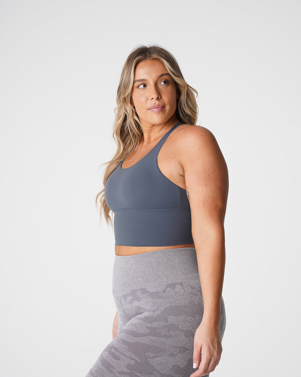 Women Stone Grey Matrix Bra Top - NVGTN