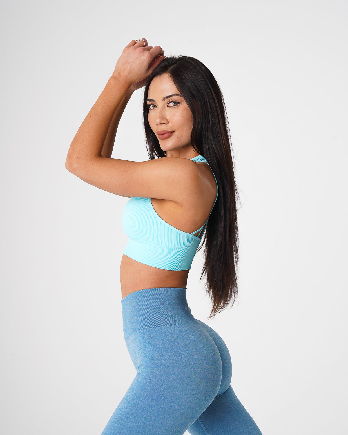 Women Aqua Galaxy Ribbed Seamless Bra - NVGTN