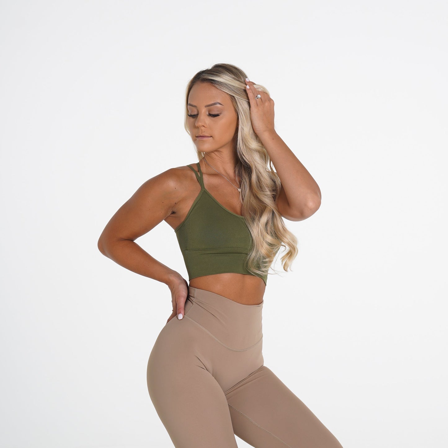 Women Khaki Green Flourish Seamless Bra - NVGTN