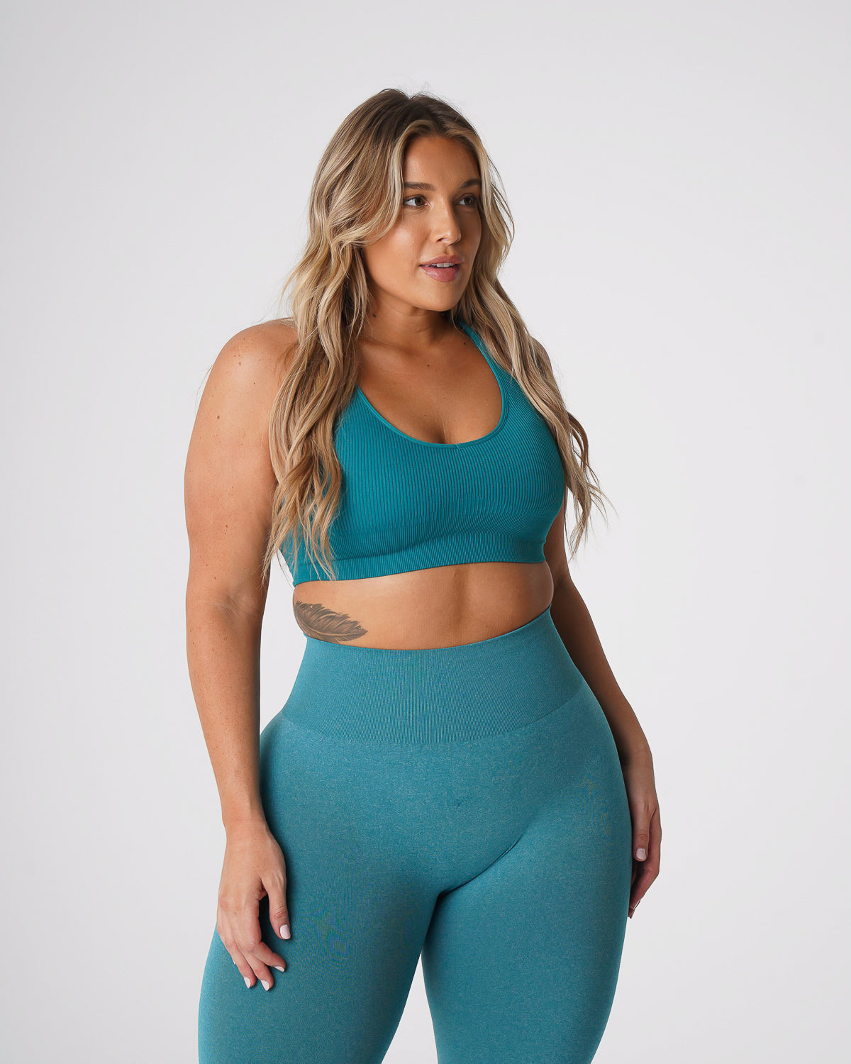 Women Teal Galaxy Ribbed Seamless Bra - NVGTN