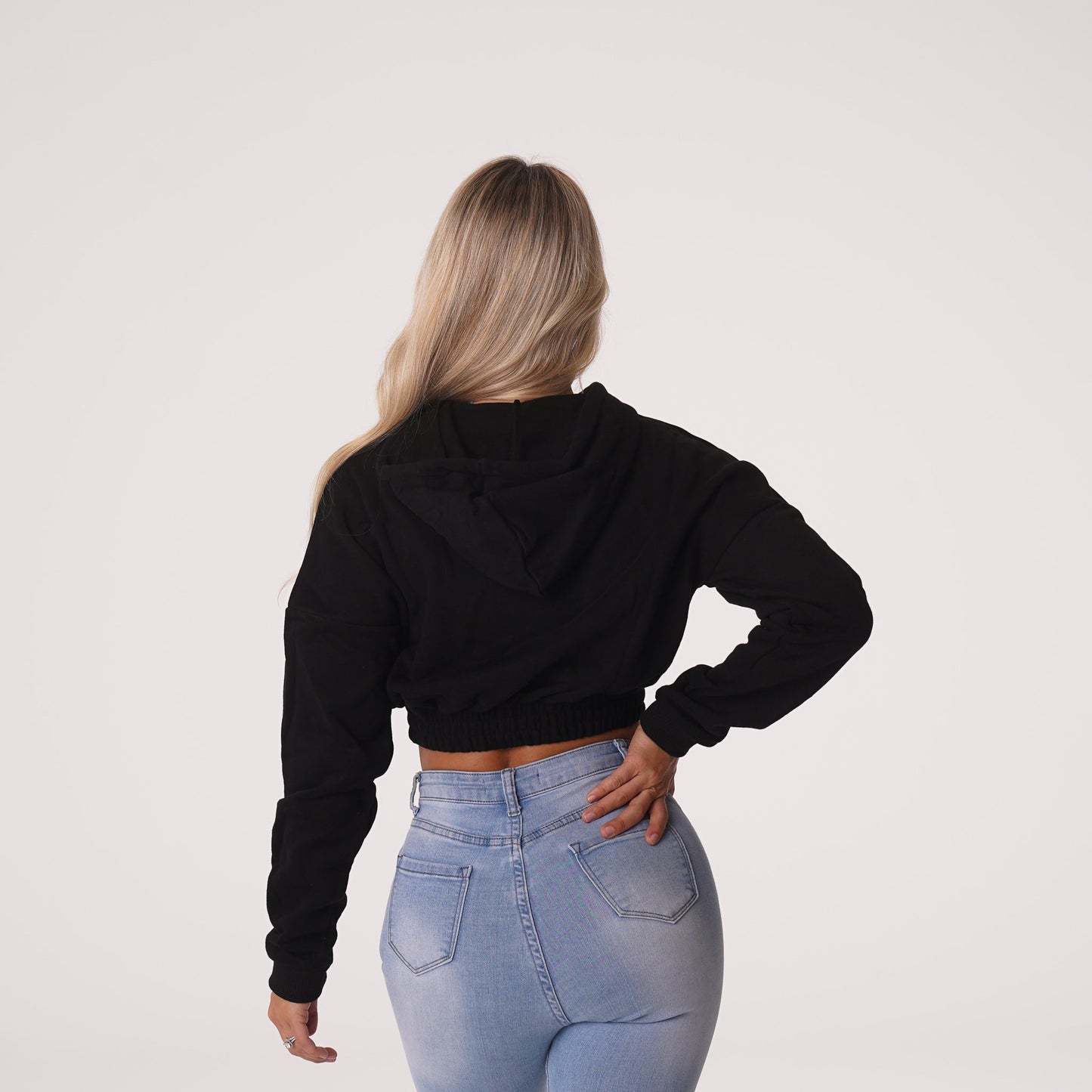 Women Black Cozy Vibes Drop Shoulder Cropped Hoodie - NVGTN