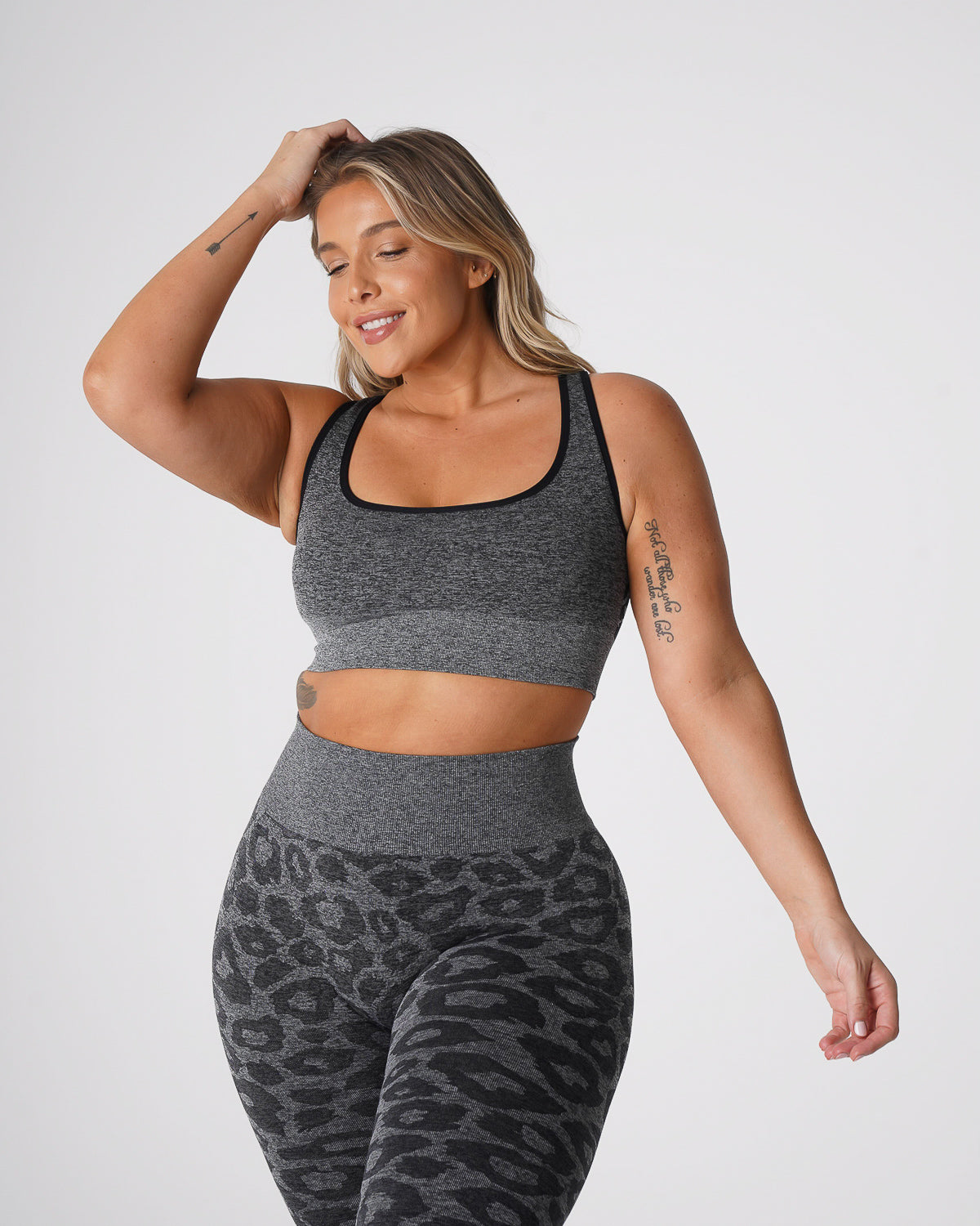 Women Black Speckled Leopard Eclipse Seamless Bra - NVGTN
