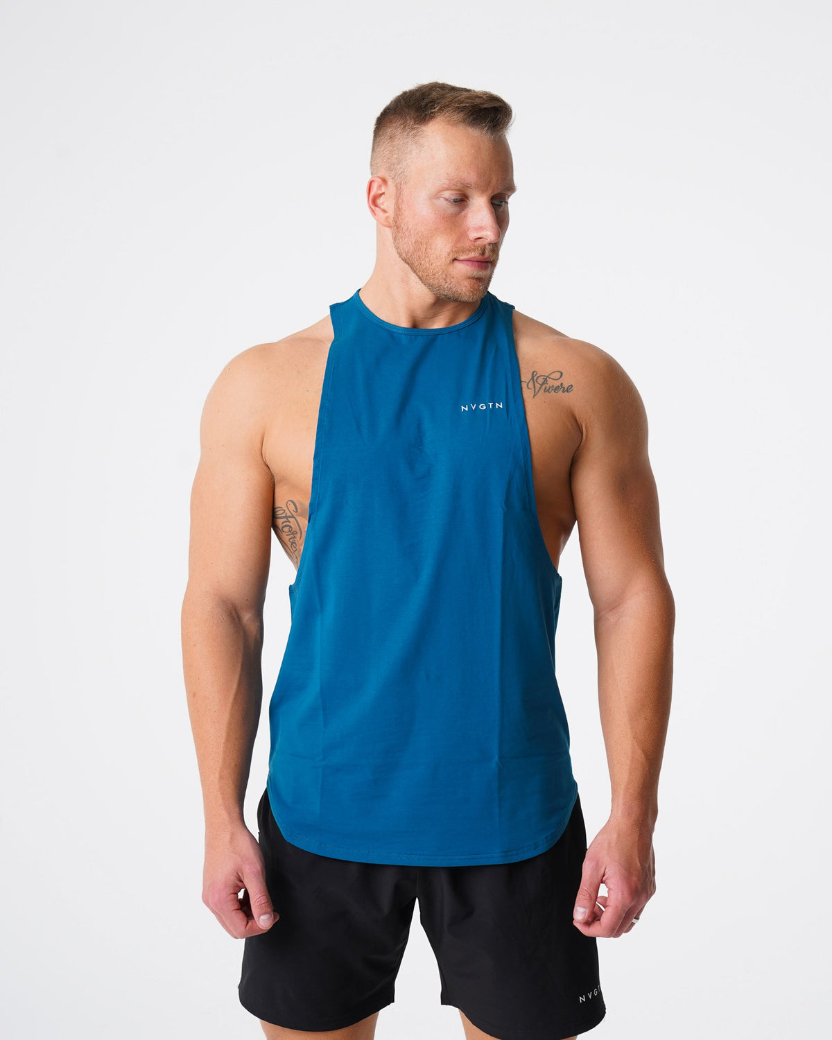 Men French Blue Pulse Edge Tank - NVGTN