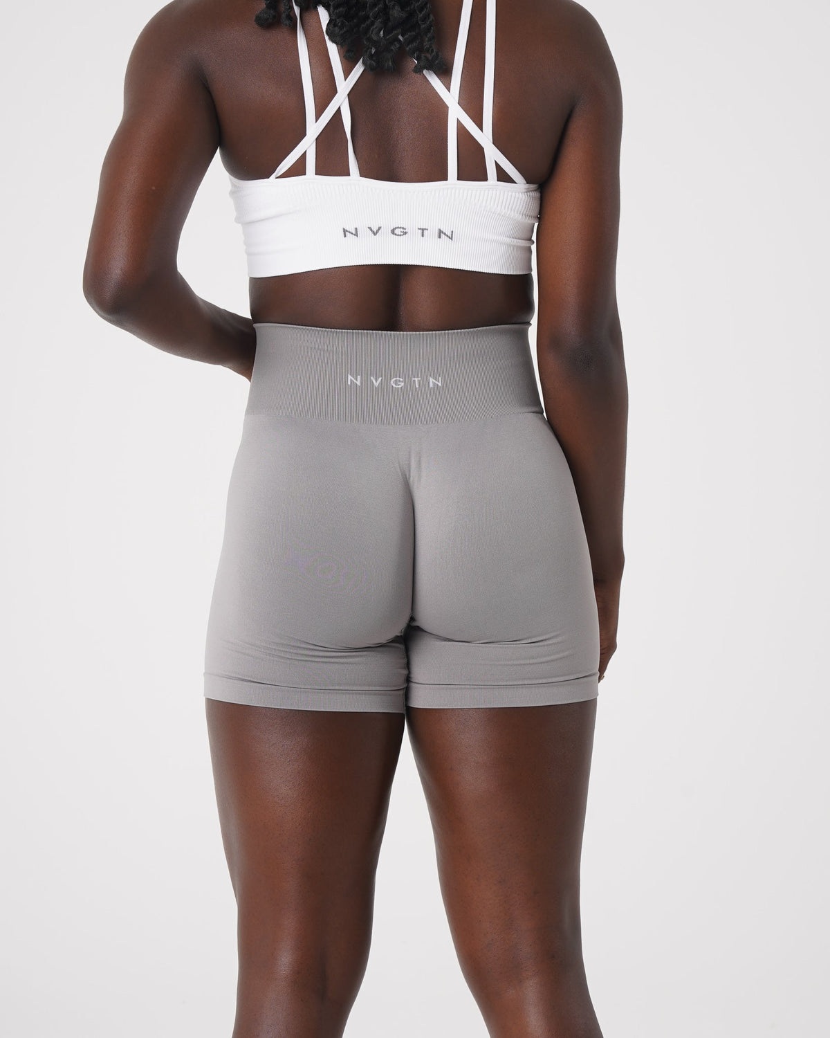 Women Light Grey Solid Seamless Shorts - NVGTN