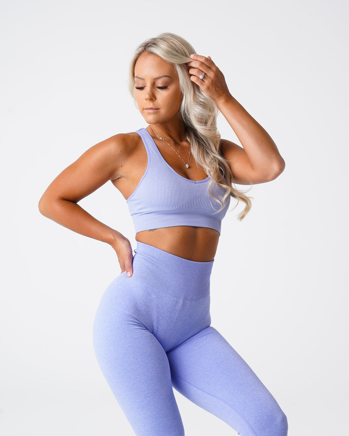 Women Periwinkle Galaxy Ribbed Seamless Bra - NVGTN