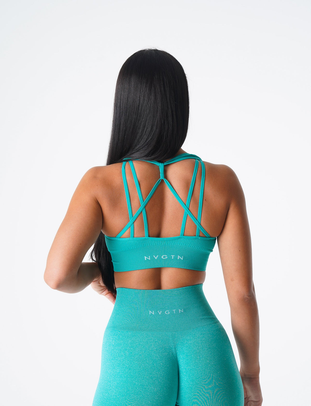 Women Turquoise Galaxy Ribbed Seamless Bra - NVGTN