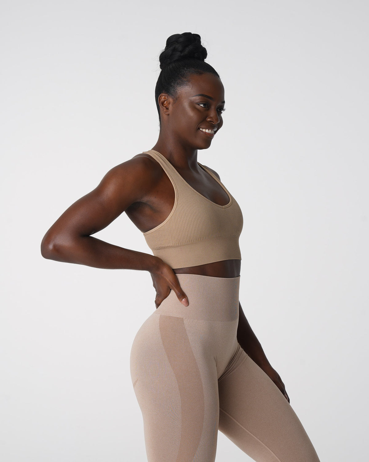 Women Beige Galaxy Ribbed Seamless Bra - NVGTN