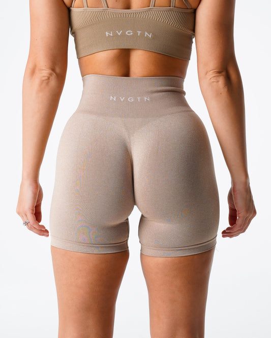 Women Beige Pro Seamless Shorts - NVGTN