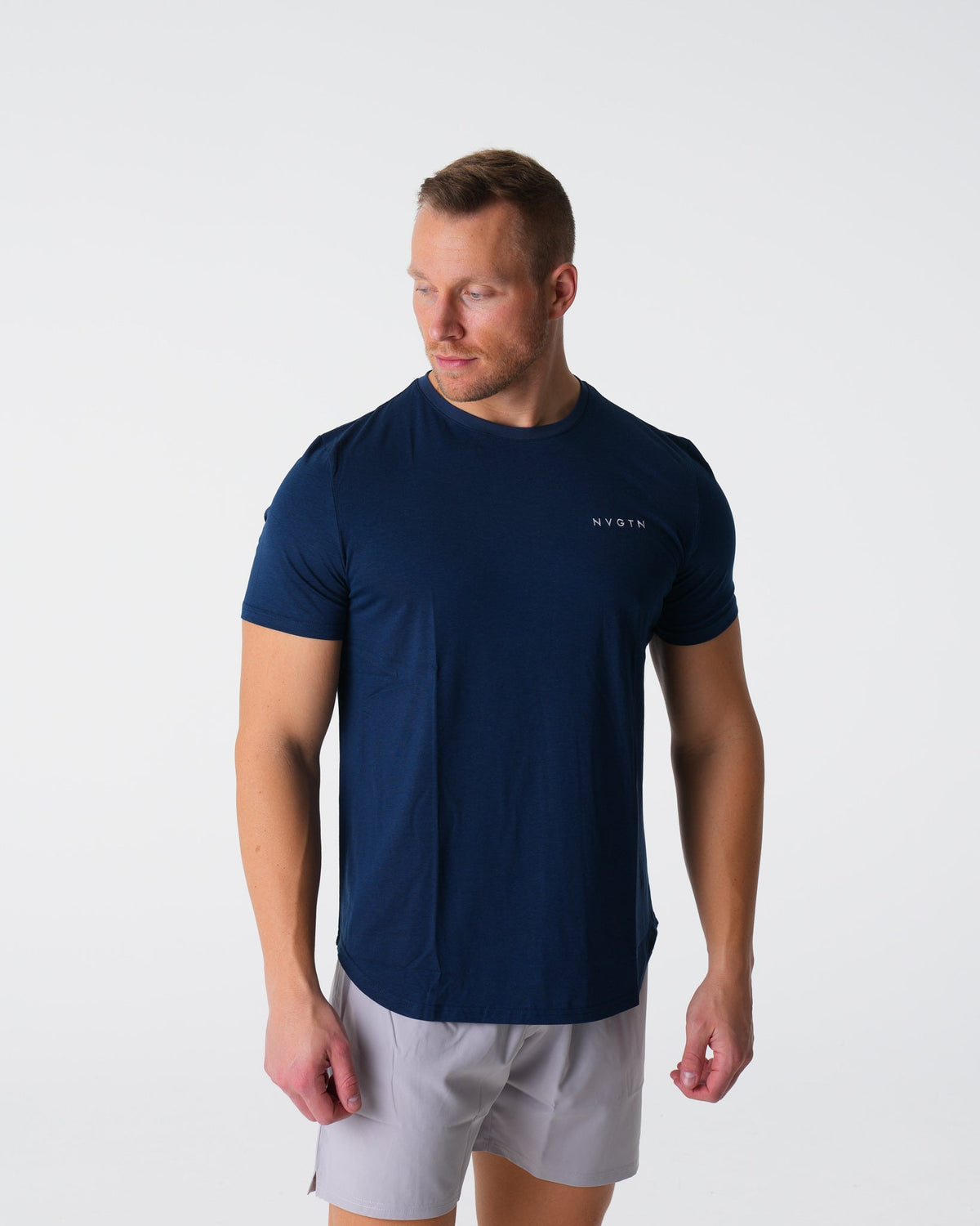 Men Navy Pulse Fitted Tee - NVGTN