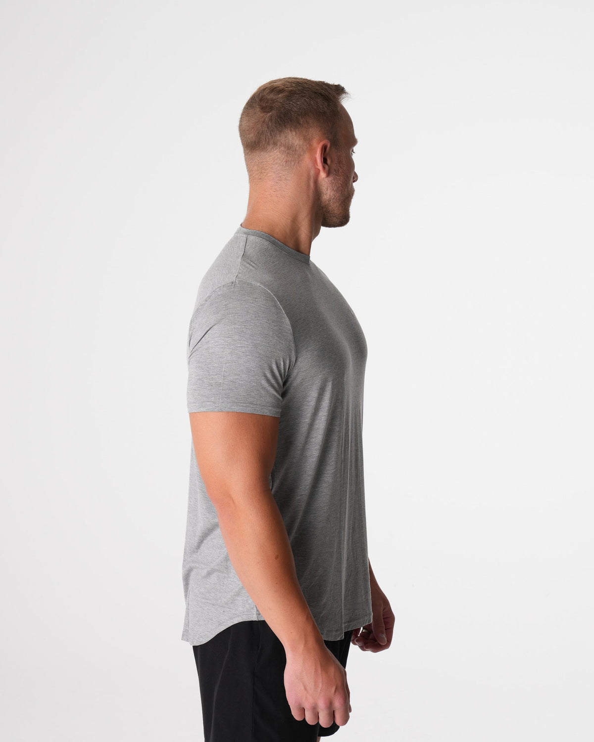 Men Grey Tech Fitted Tee - NVGTN