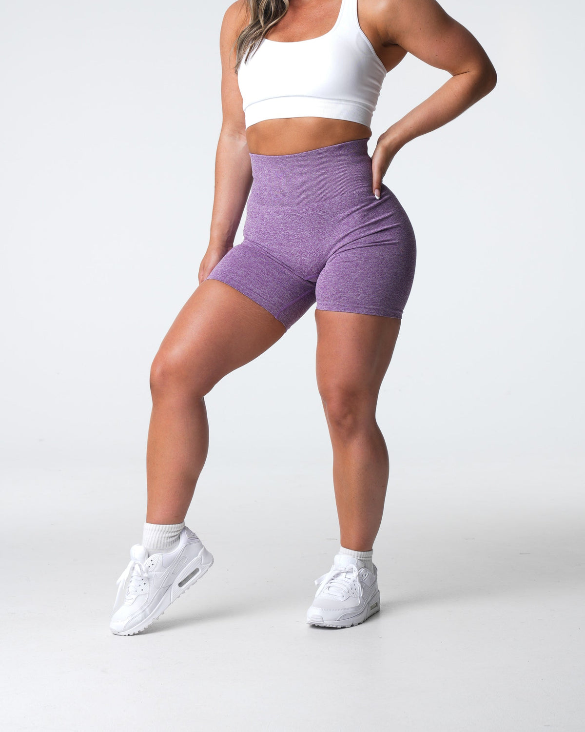 Women Violet Scrunch Seamless Shorts - NVGTN