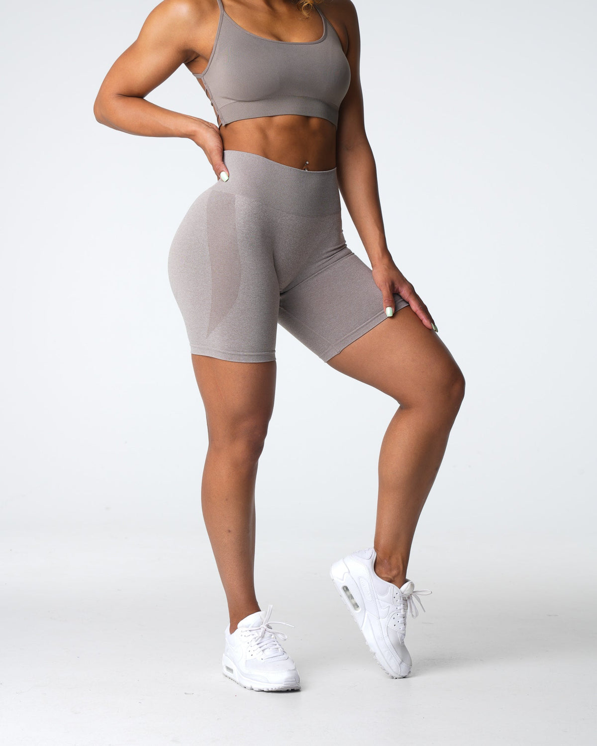 Women Taupe Contour Seamless Shorts - NVGTN