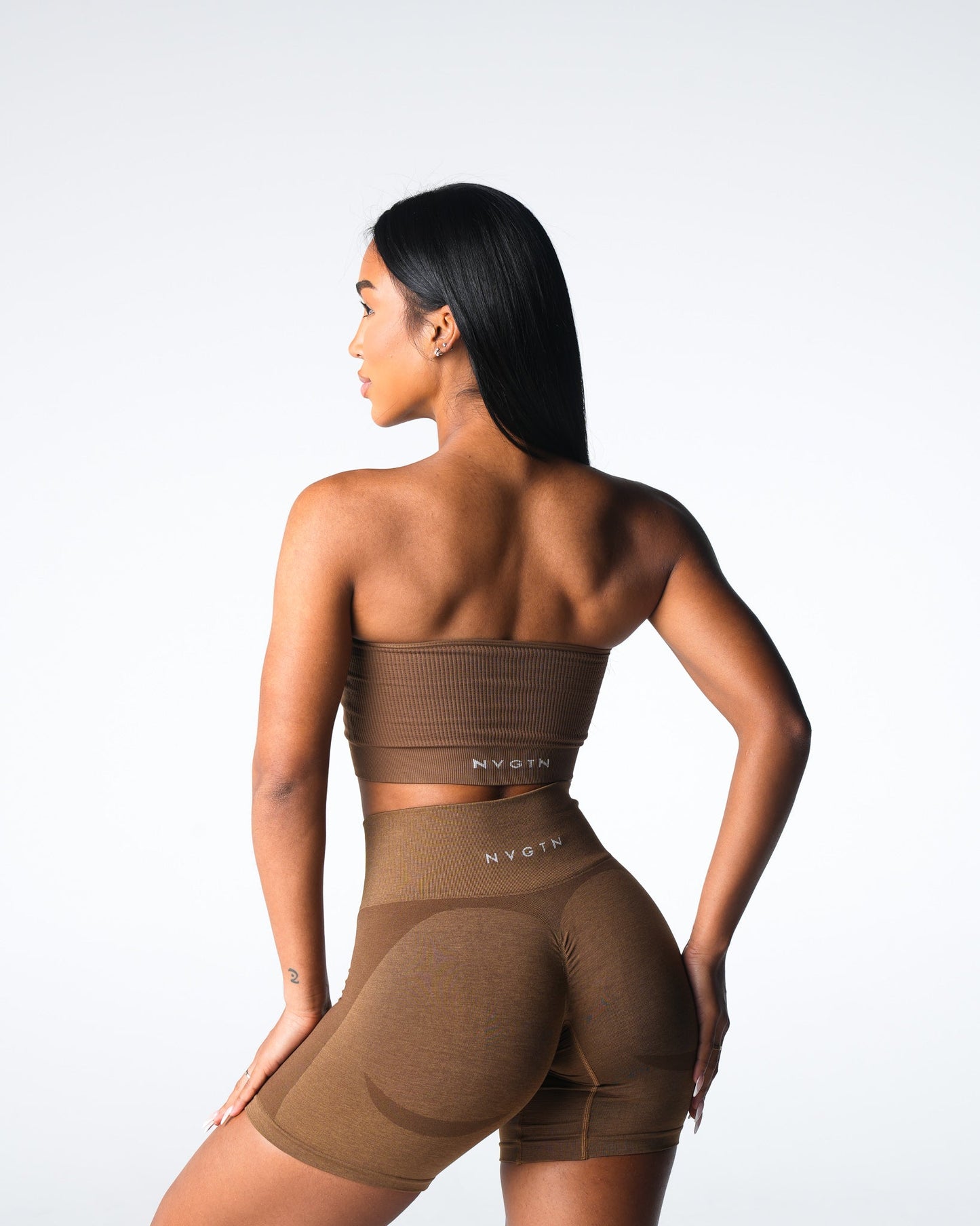 Women Mocha Conquer Ribbed Seamless Bra - NVGTN