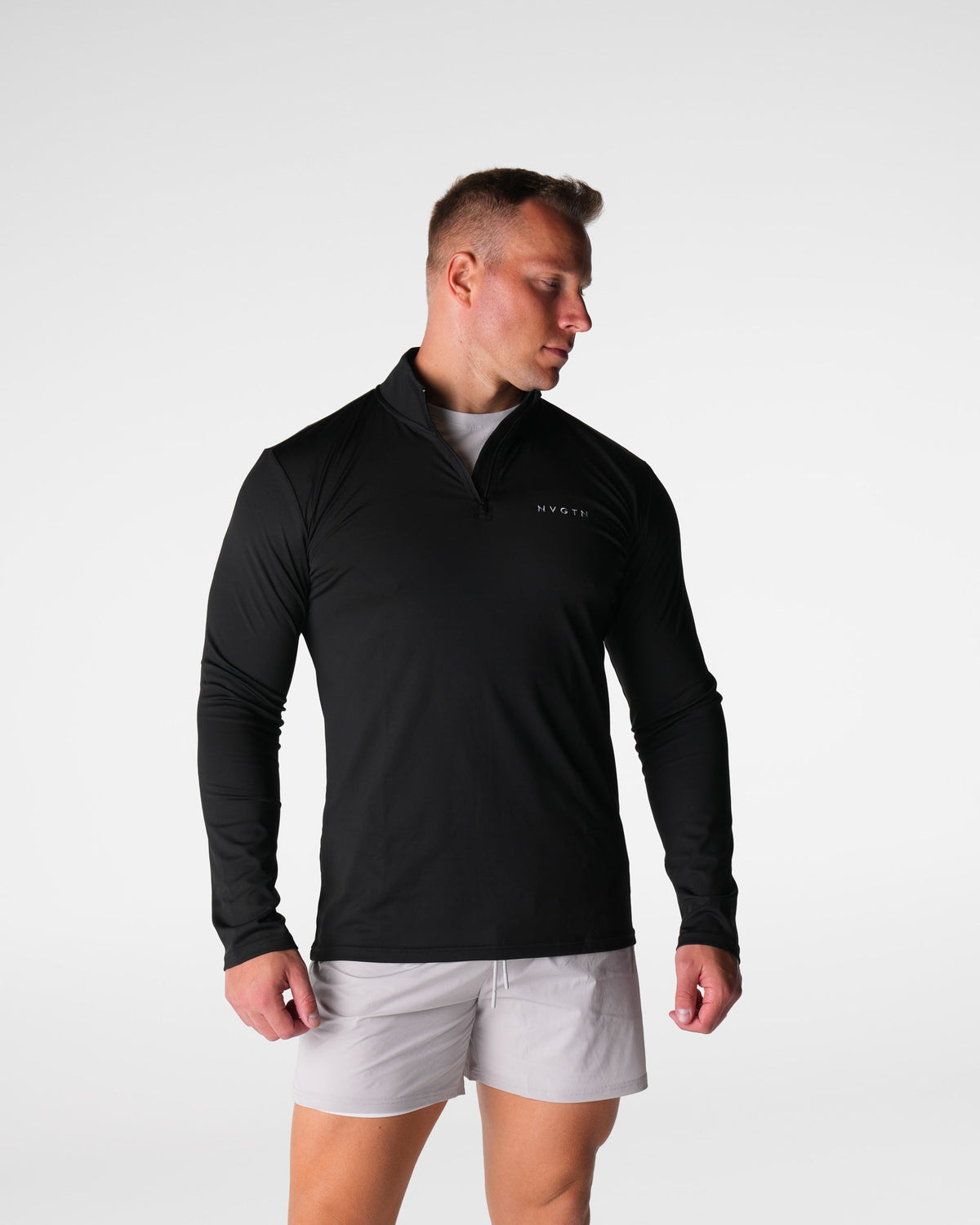 Men Black Skyline Quarter Zip - NVGTN