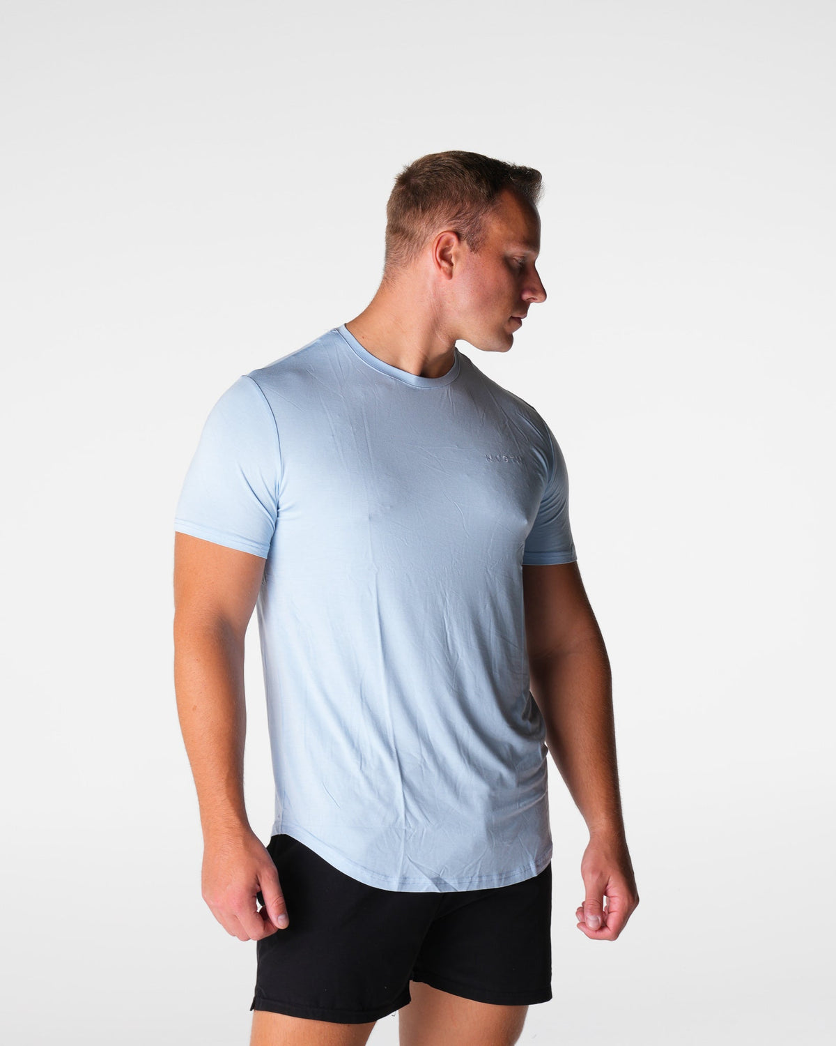 Men Sky Blue Tech Fitted Tee - NVGTN