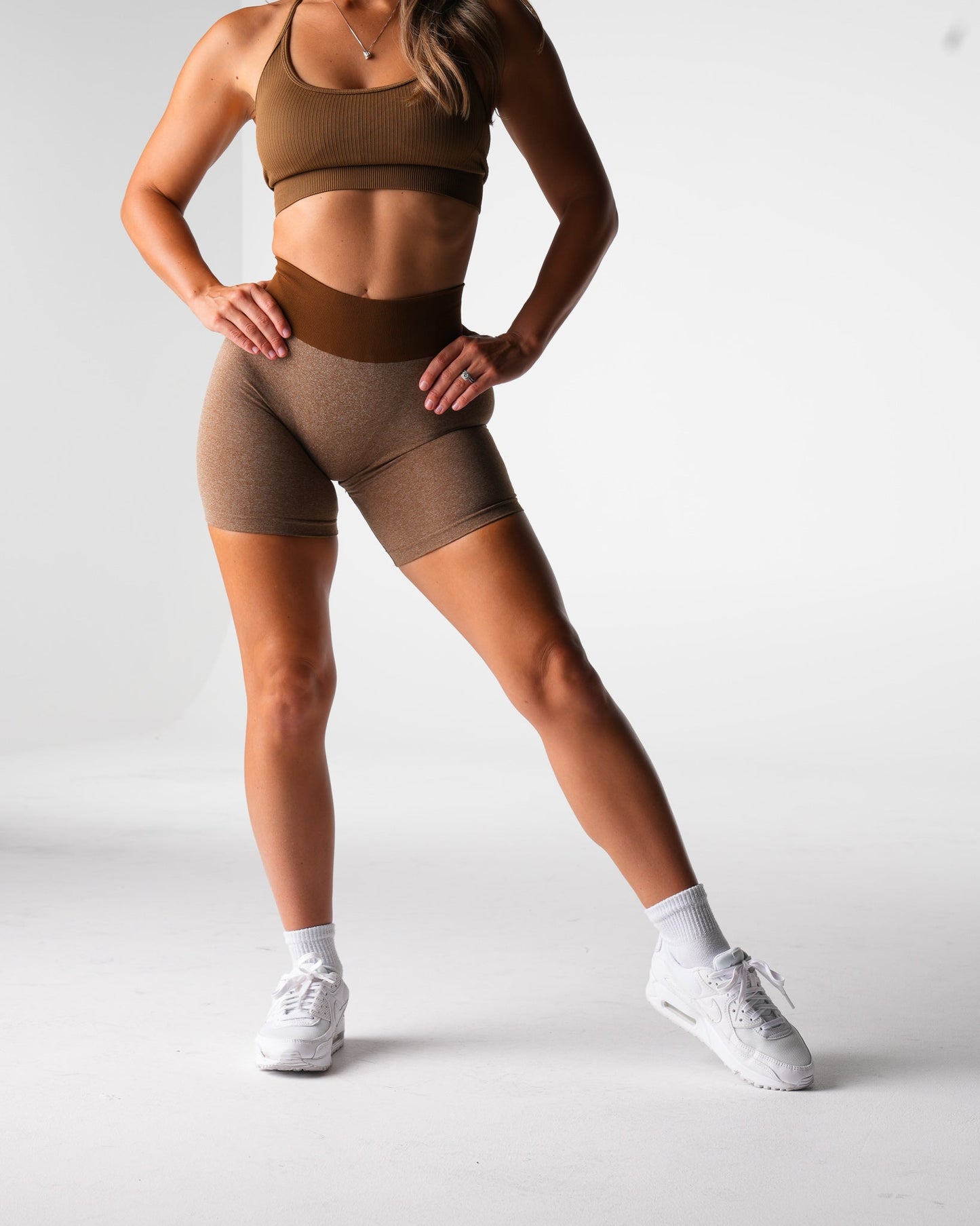 Women Mocha Knockout Seamless Shorts - NVGTN