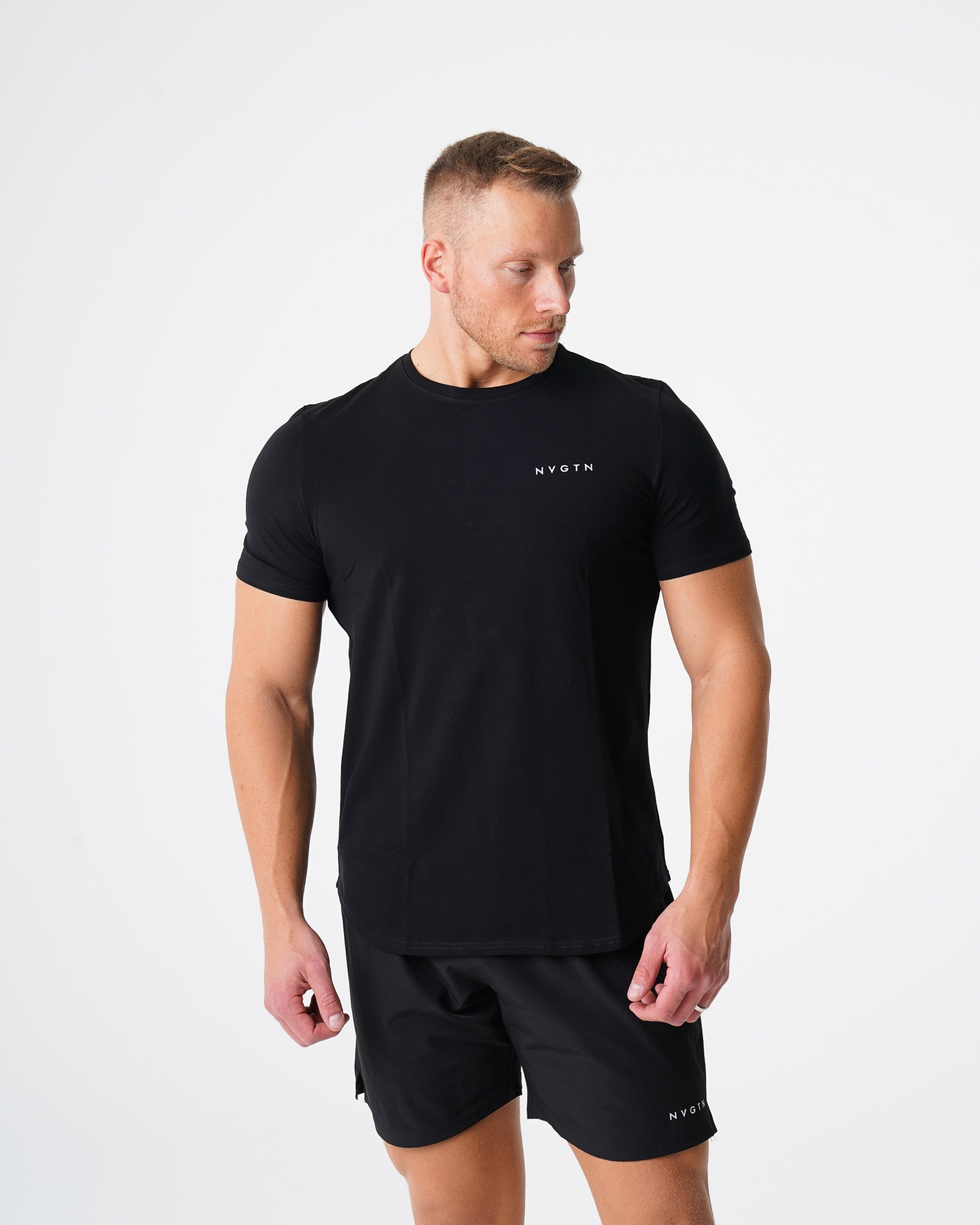Men Black Pulse Fitted Tee - NVGTN