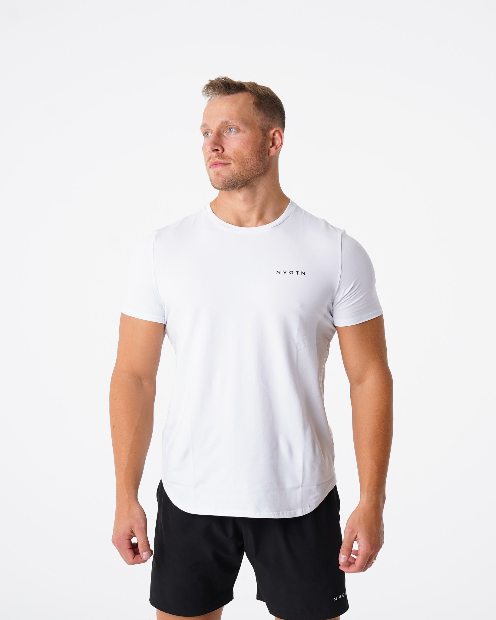 Men White Pulse Fitted Tee - NVGTN