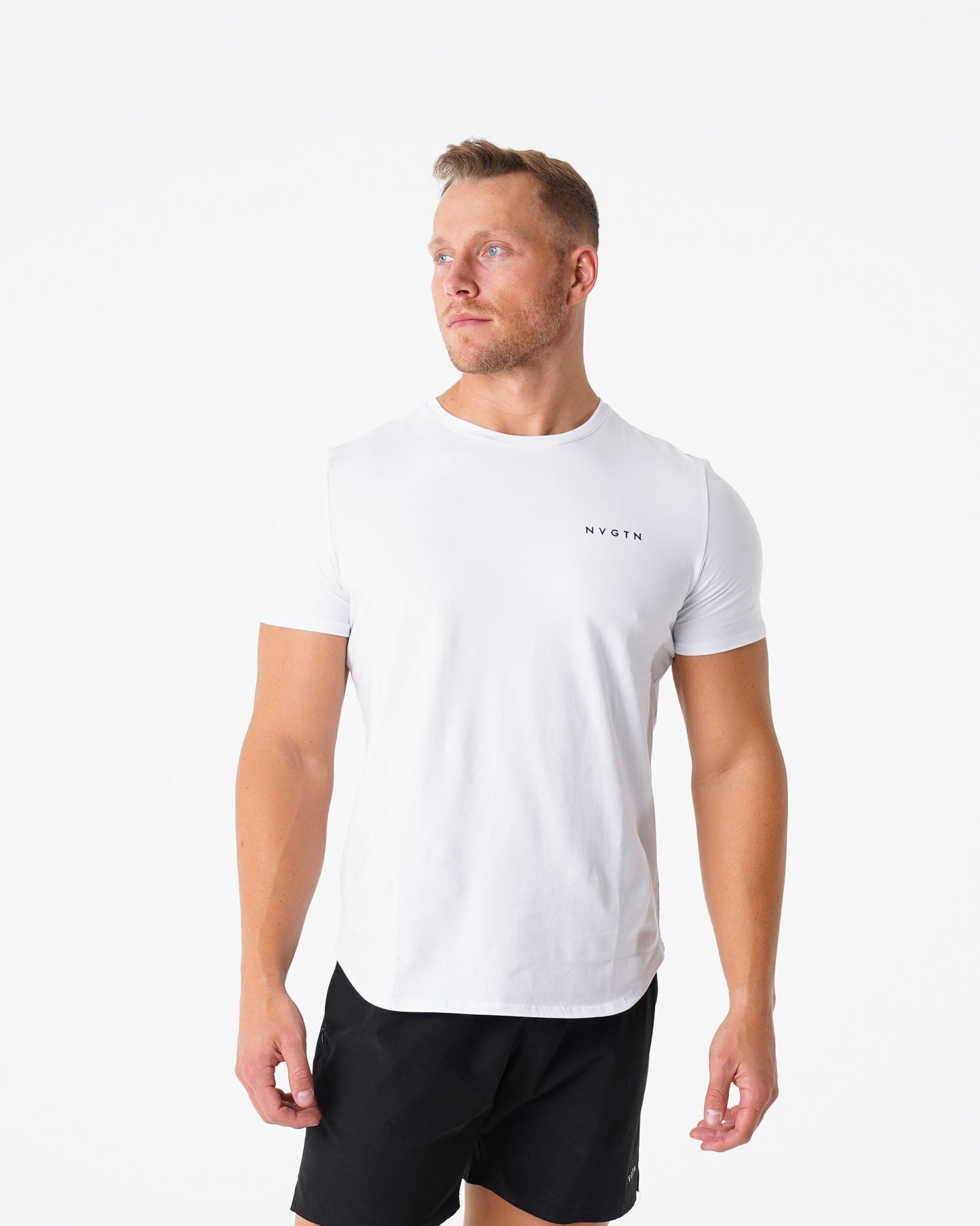 Men White Pulse Fitted Tee - NVGTN
