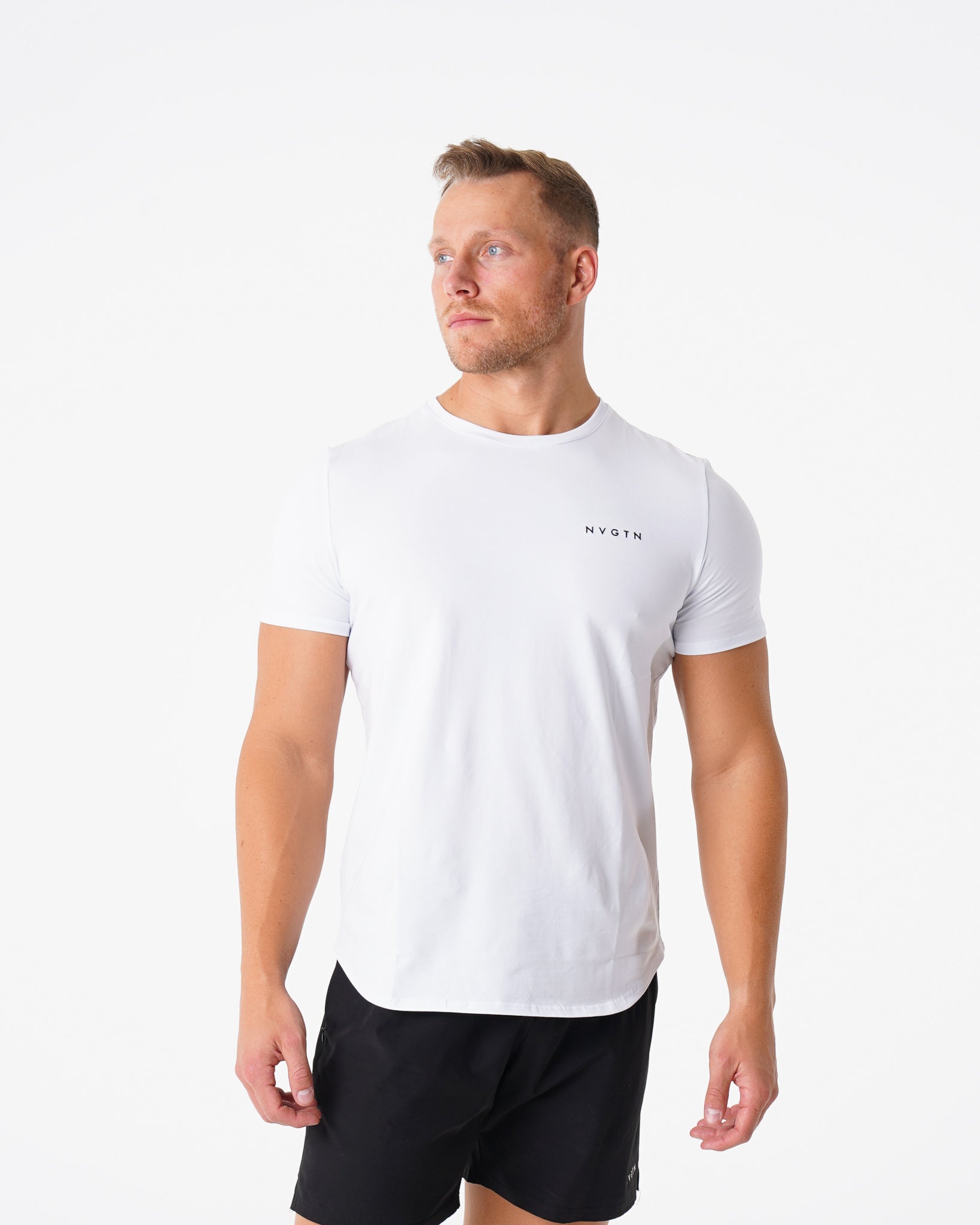 Men White Pulse Fitted Tee - NVGTN
