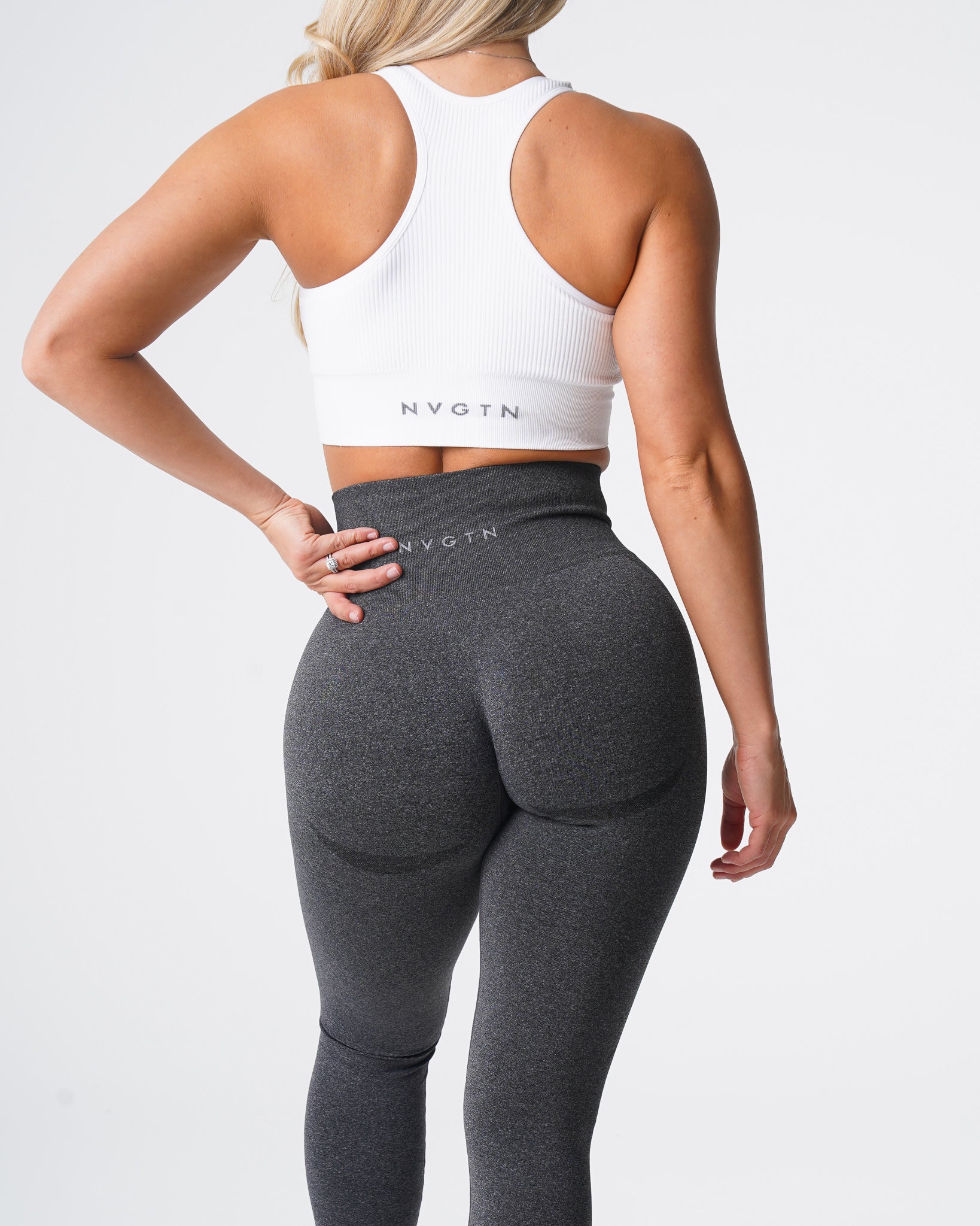 Women Black Speckled Contour Seamless Leggings - NVGTN