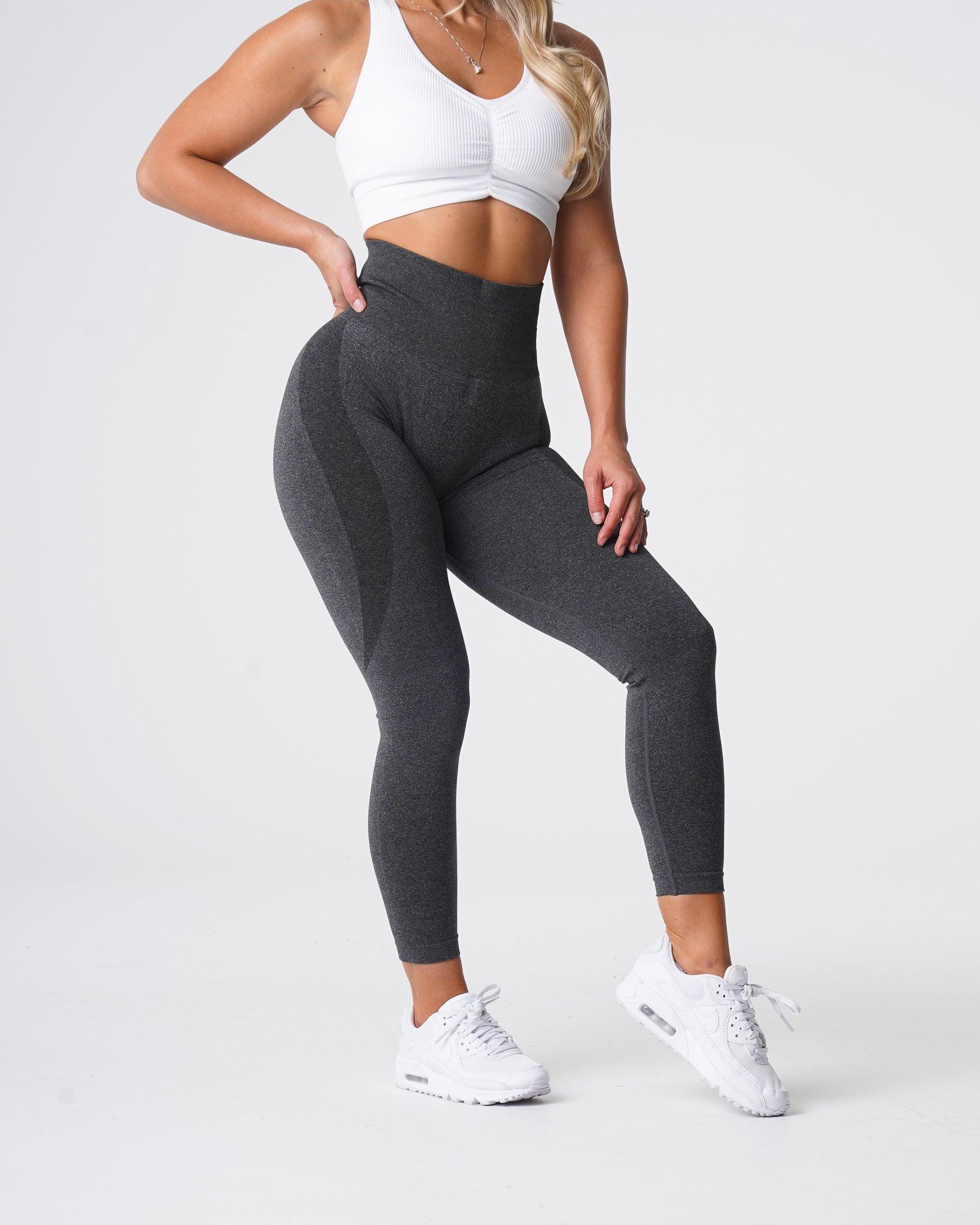Women Black Speckled Contour Seamless Leggings - NVGTN