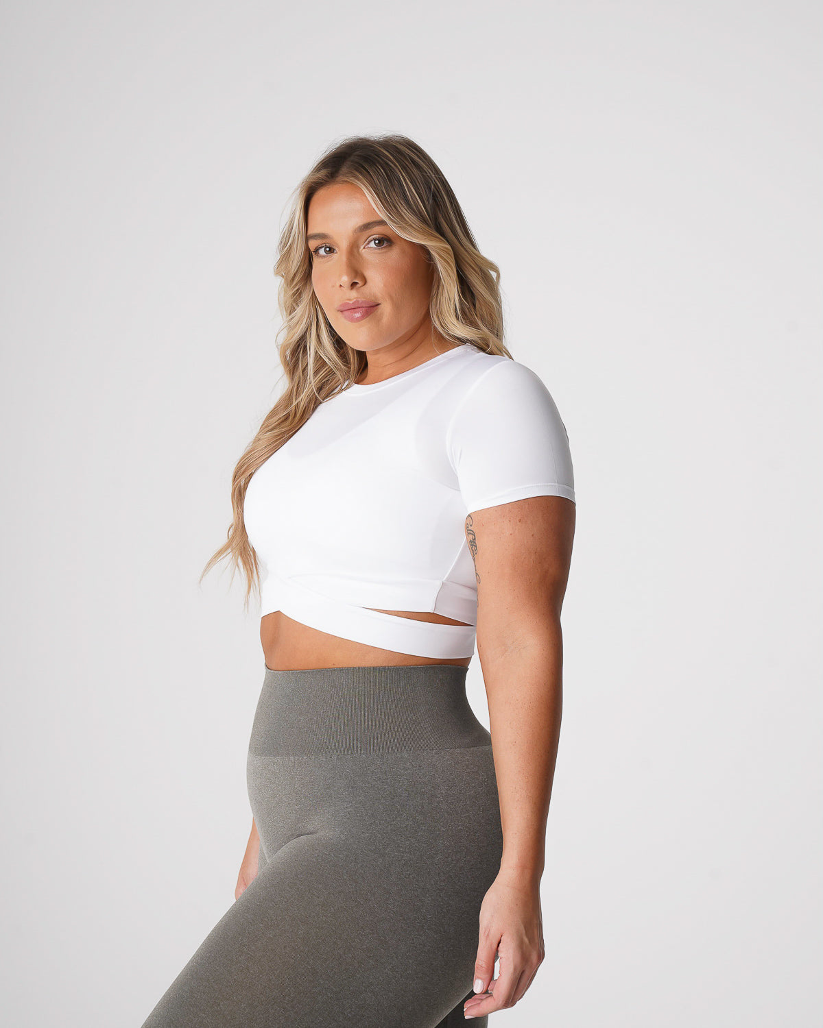 Women White Crossbody Tee - NVGTN