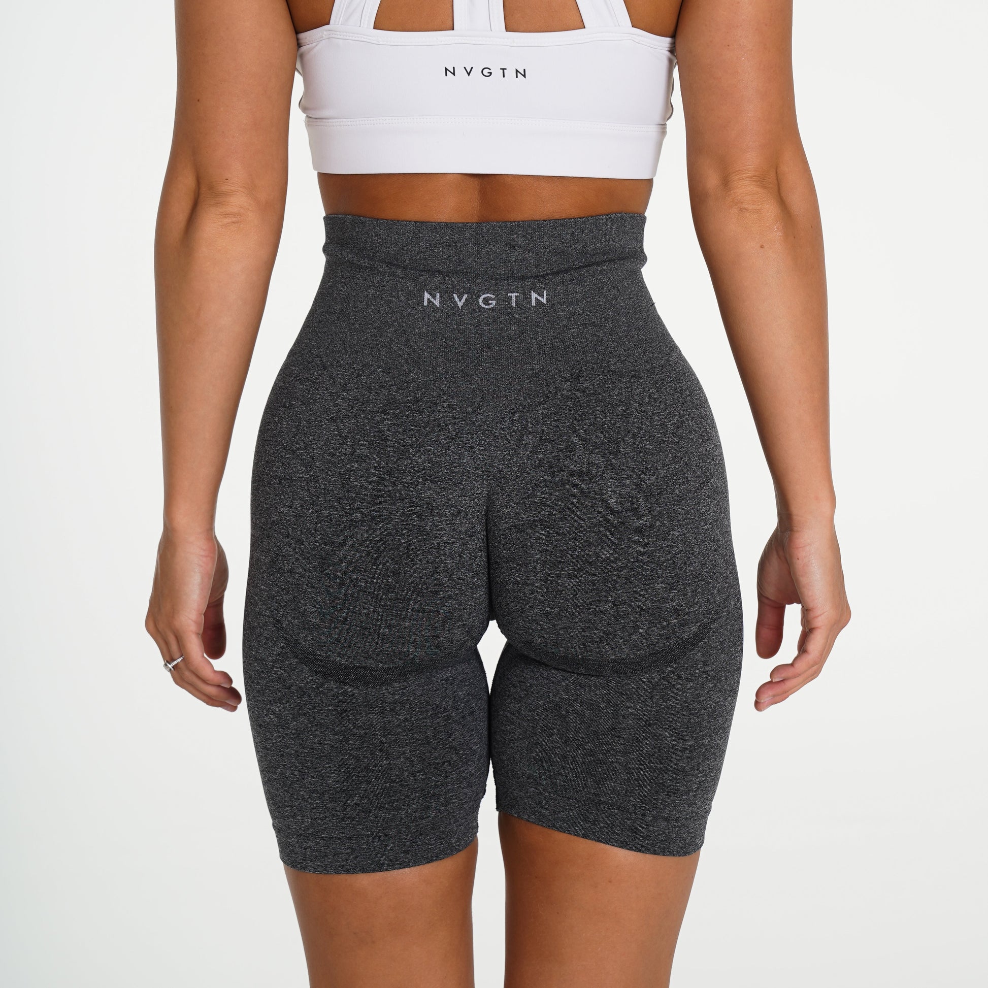 Women Black Speckled Biker Shorts - NVGTN