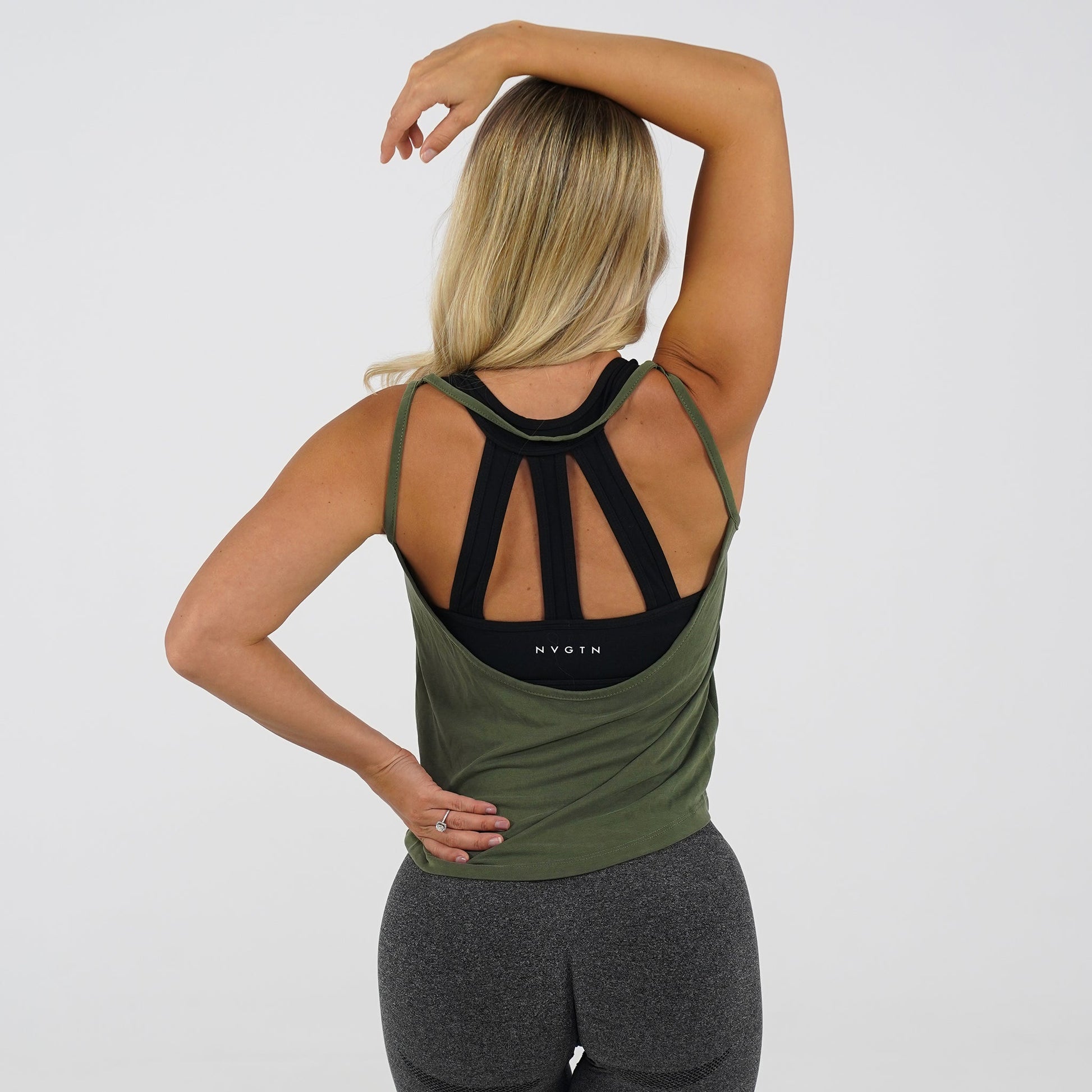 Women Khaki Green Flow Tank - NVGTN