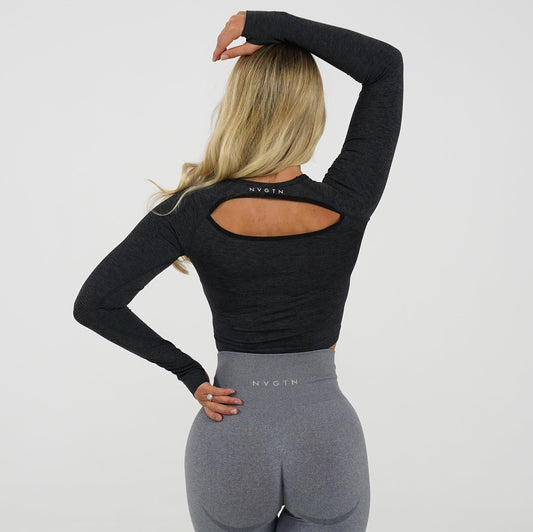Women Midnight Glimpse Long-Sleeve Crop - NVGTN