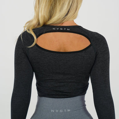 Women Midnight Glimpse Long-Sleeve Crop - NVGTN