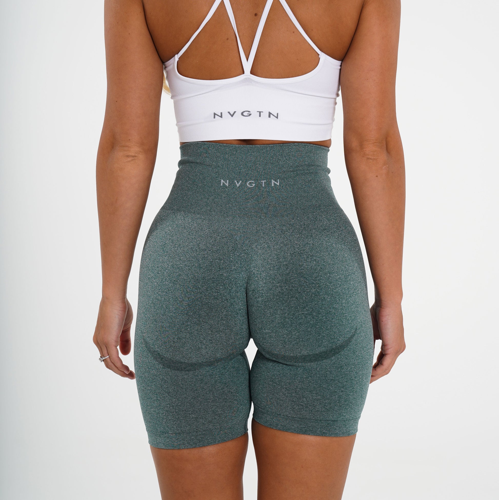 Women Forest Green Biker Shorts - NVGTN