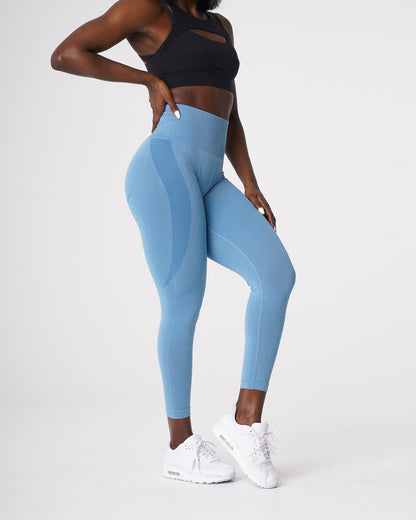 Women Sky Blue Contour Seamless Leggings - NVGTN