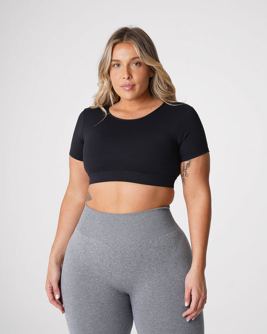 Women Black Open Back Tee - NVGTN