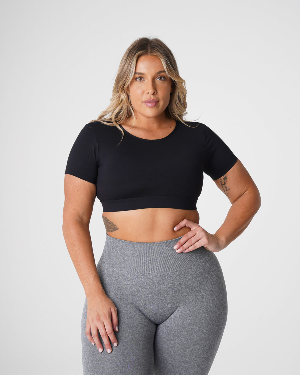 Women Black Open Back Tee - NVGTN
