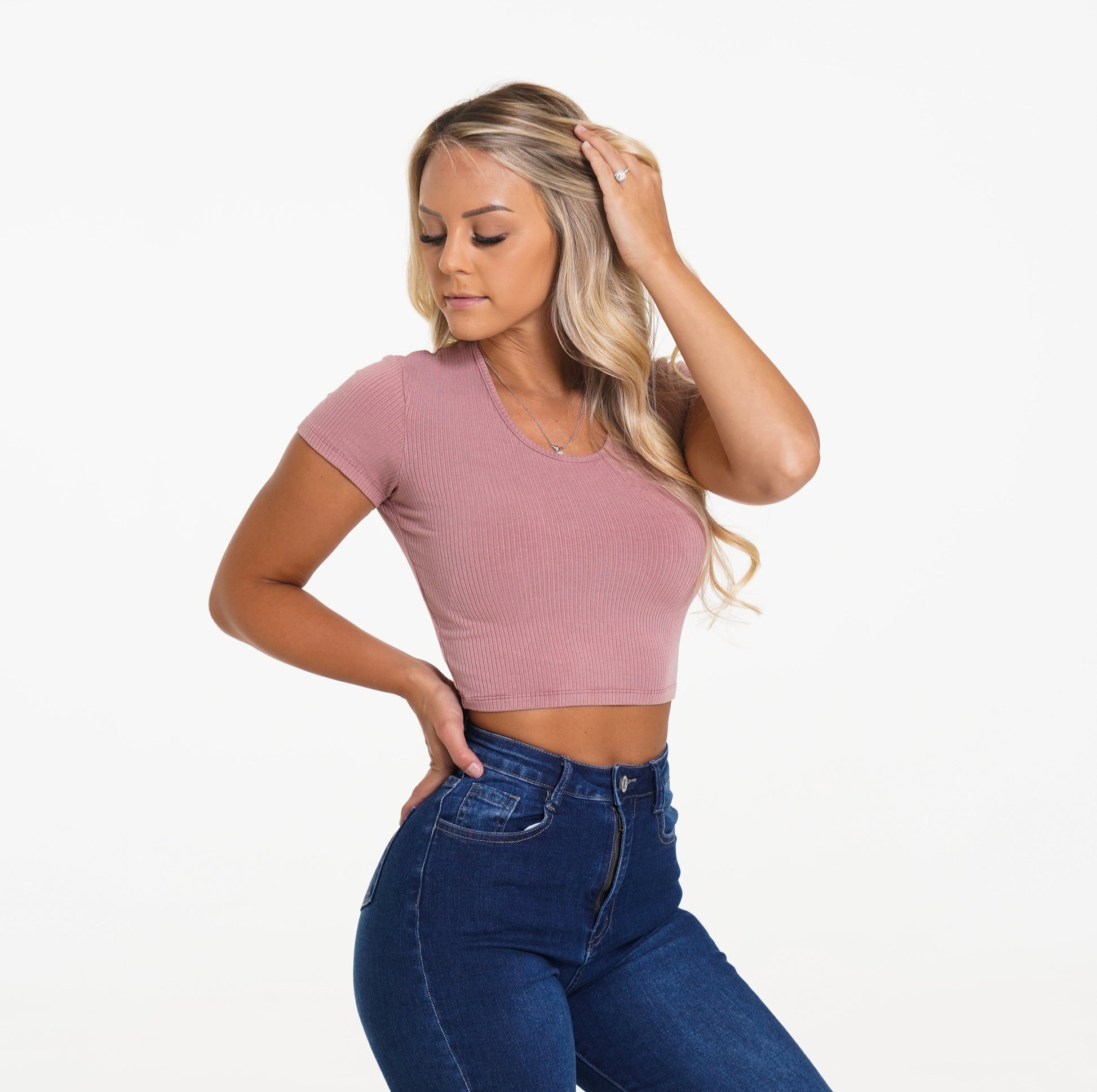 Women Pink Classic Ribbed Tee - NVGTN