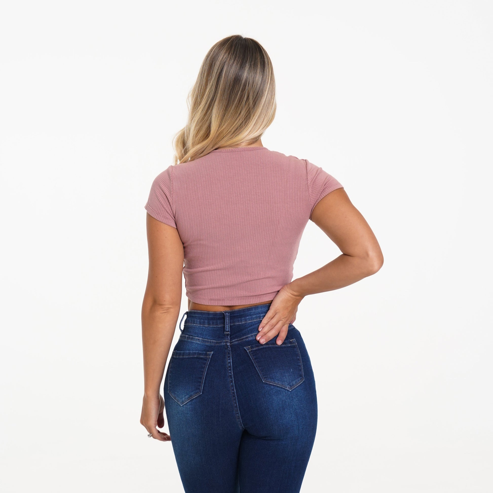 Women Pink Classic Ribbed Tee - NVGTN