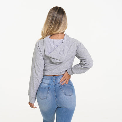 Women Light Grey Two Way Hoodie - NVGTN
