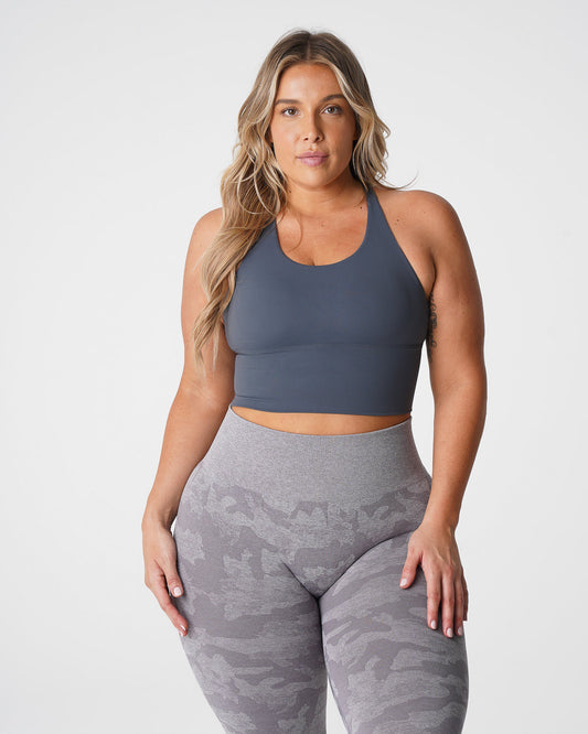 Women Stone Grey Matrix Bra Top - NVGTN