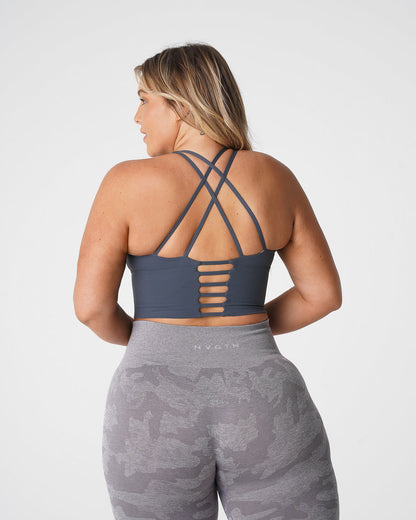 Women Stone Grey Matrix Bra Top - NVGTN