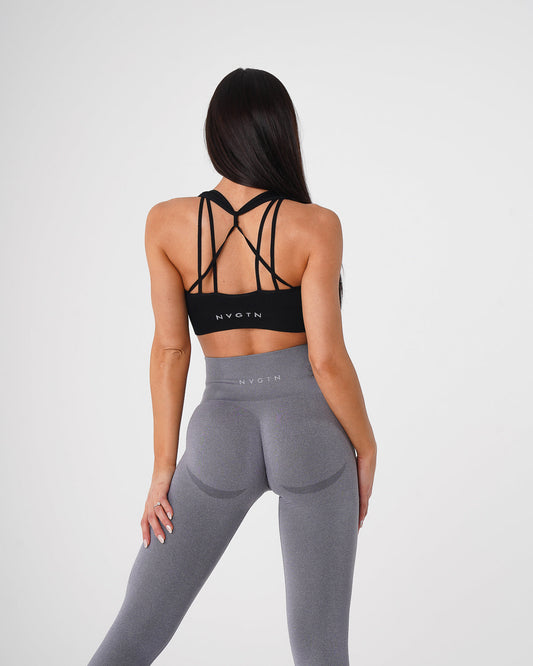 Women Black Galaxy Ribbed Seamless Bra - NVGTN