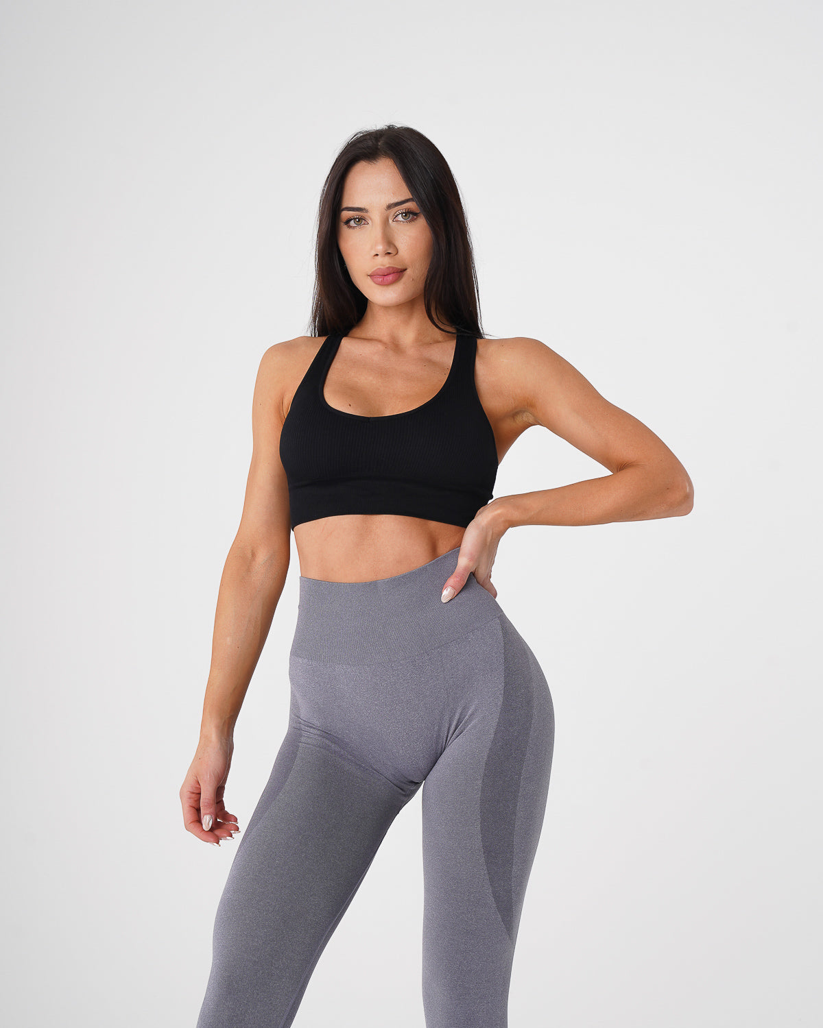 Women Black Galaxy Ribbed Seamless Bra - NVGTN