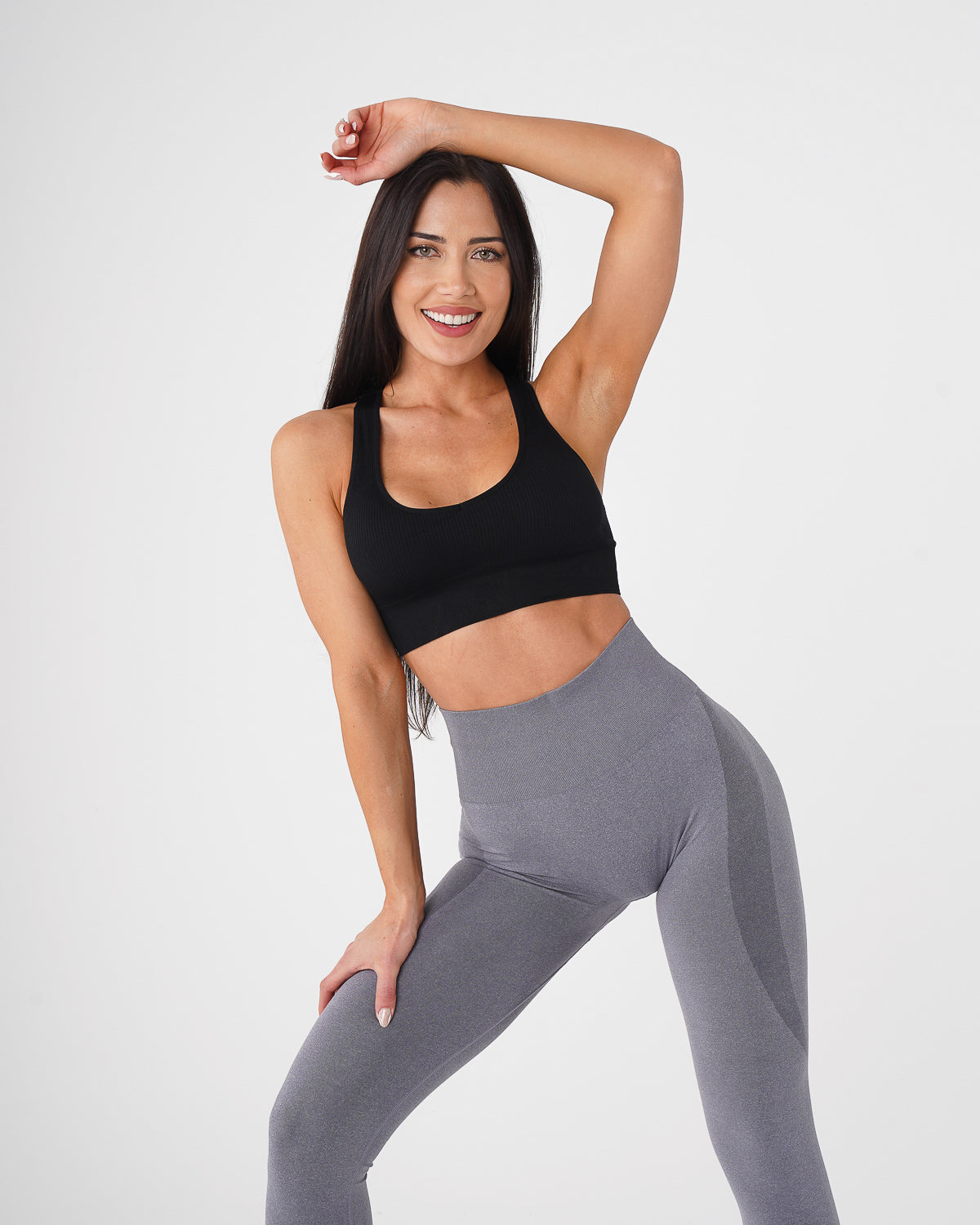 Women Black Galaxy Ribbed Seamless Bra - NVGTN