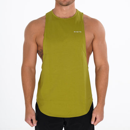 Men Olive Pulse Edge Tank - NVGTN