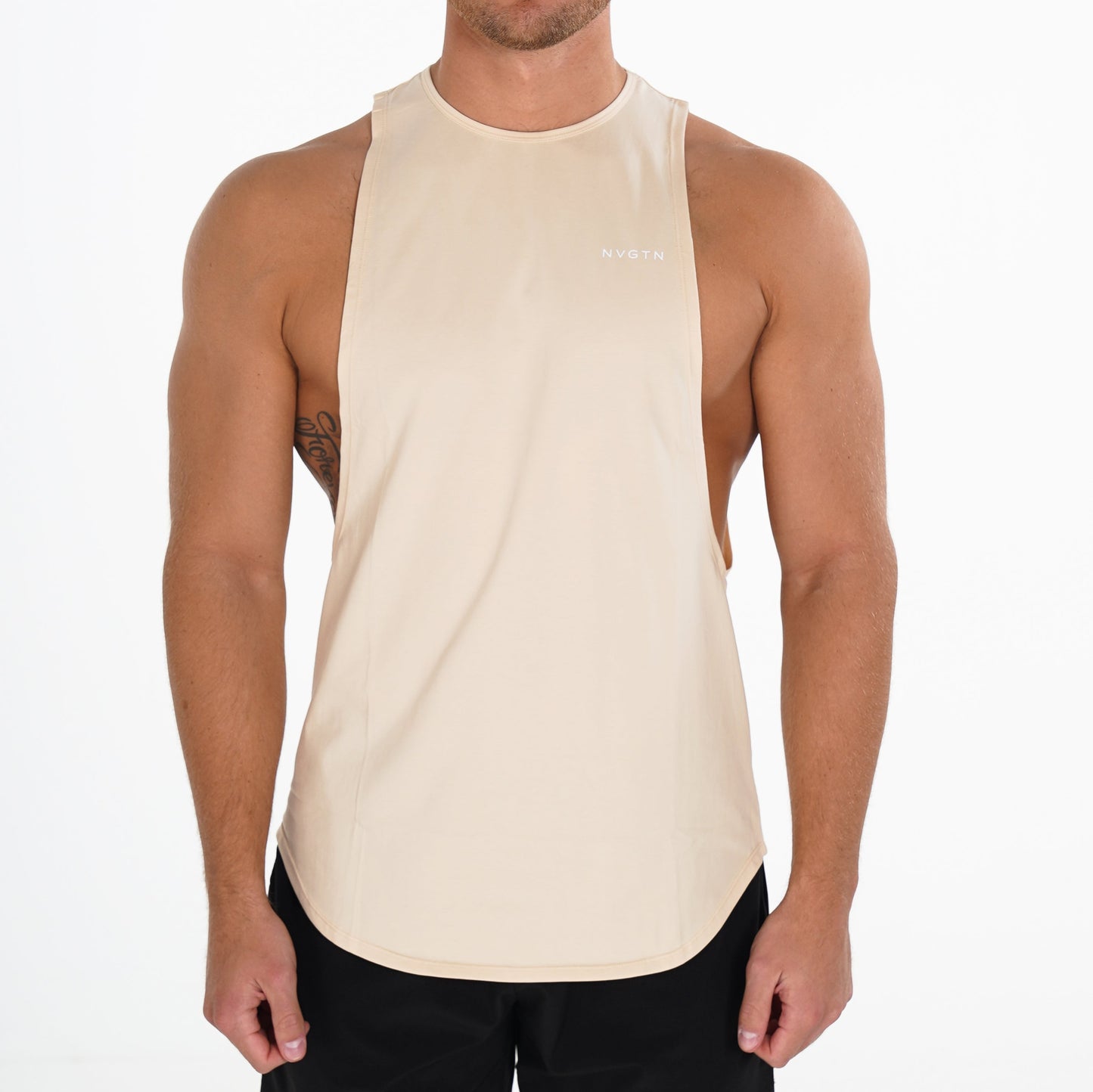 Men Beige Pulse Edge Tank - NVGTN