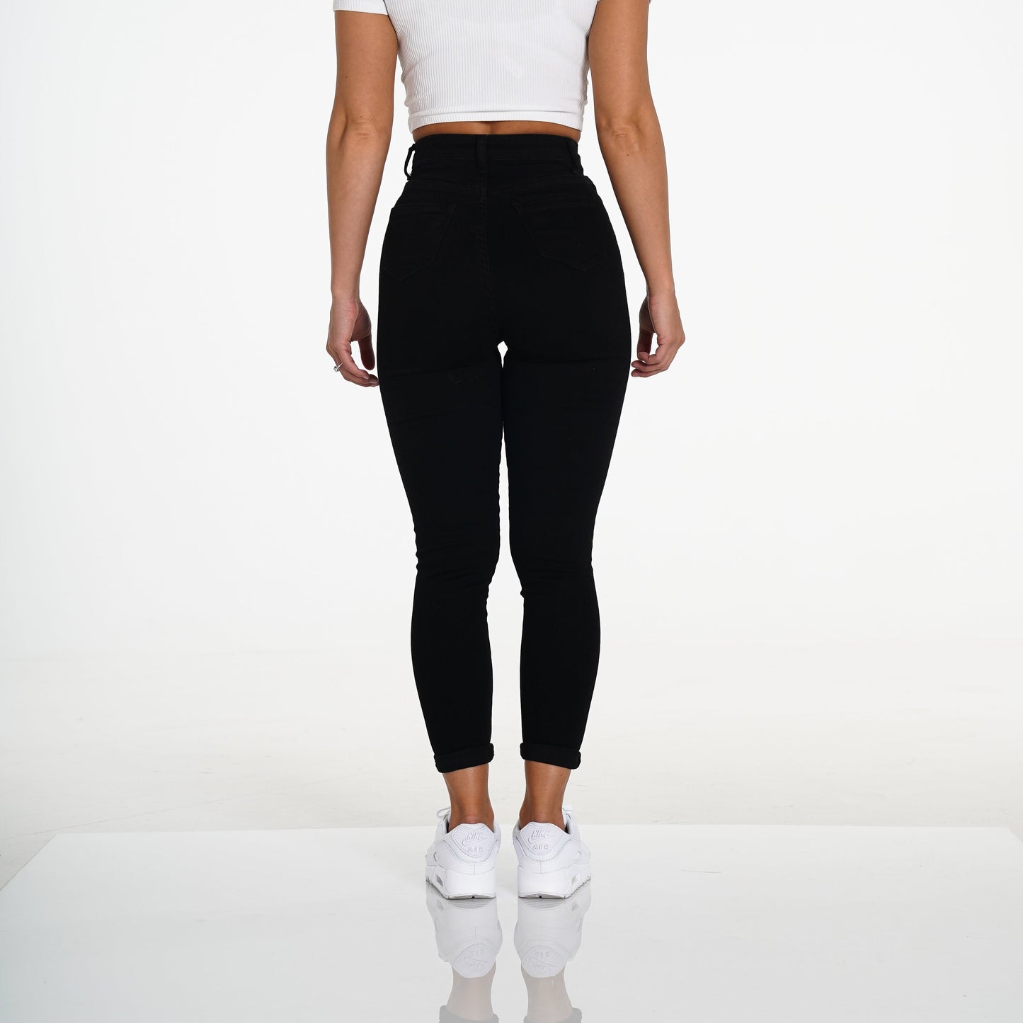 Women Navishape Black Ripped Jeans - NVGTN