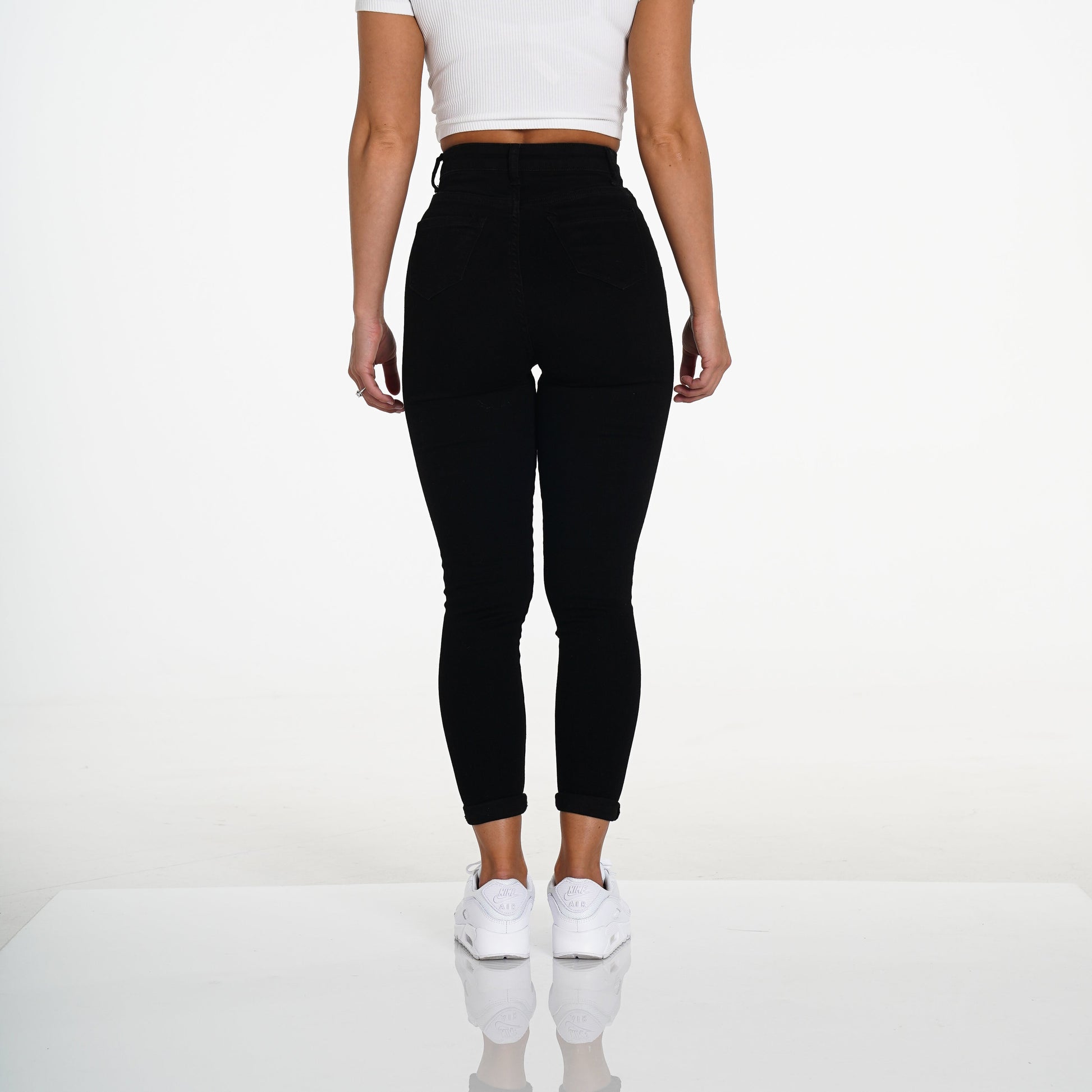 Women Navishape Black Ripped Jeans - NVGTN