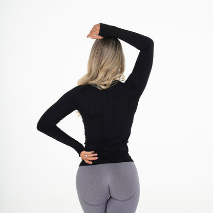 Women Black Shape Seamless Long-Sleeve Top - NVGTN