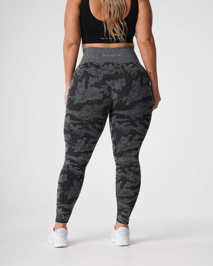 Women Black Camo Seamless Leggings - NVGTN